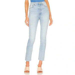 RE/DONE 90s Ultra High Rise Skinny Jeans Light Blue Denim Button Fly